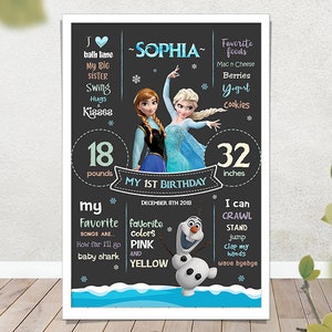 Gefrorene Tafel / Gefrorene Meilensteintafel / Elsa Geburtstagstafel / Olaf Geburtstagsschild / Geburtstagstafel / Mädchen Party Poster