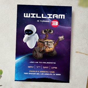 Wall-E Digital Invitation / Wall-E Party Invite / Robot Birthday Card / Kids Birthday Invitation / Wall-E Party Invitation / Birthday Card