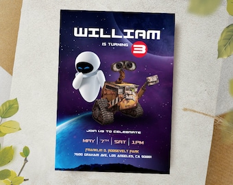 Faire-part numérique Wall-E / Faire-part à une fête Wall-E / Carte d'anniversaire robot / Faire-part d'anniversaire pour enfants / Faire-part à une fête Wall-E / Carte d'anniversaire