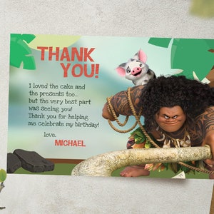 Maui Digital Thank You Card / Maui Party Card / Moana Favor Card / Moana Birthday Card / Girl Party Card / Maui Birthday Card