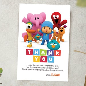 Pocoyo Digital Thank You Card / Pocoyo Party Card / Pocoyo  Favor Card / Pocoyo Birthday Card / Boy Party Card / Birthday Printable Card