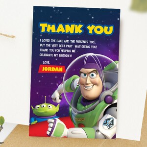 Buzz Lightyear Digital Thank You Card / Toy Story Party Card / Buzz Favor Card / Toy Story Birthday Card / Boy Party Card / Kids Favor Card