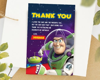 Buzz Lightyear Digital Thank You Card / Toy Story Party Card / Buzz Favor Card / Toy Story Birthday Card / Boy Party Card / Kids Favor Card