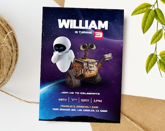 Wall-E Digital Invitation / Wall-E Party Invite / Robot Birthday Card / Kids Birthday Invitation / Wall-E Party Invitation / Birthday Card