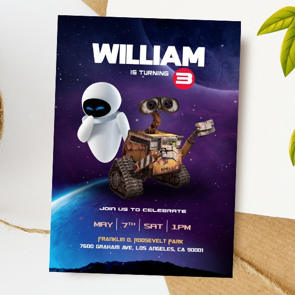 Wall-E Digital Invitation / Wall-E Party Invite / Robot Birthday Card / Kids Birthday Invitation / Wall-E Party Invitation / Birthday Card