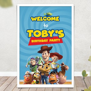 Toy Story Welcome Sign Board / Woody Sign Board / Buzz Birthday Poster / Jessie Birthday Sign Board / Toy Story Birthday Party Chalkboard
