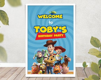 Toy Story Welcome Sign Board / Woody Sign Board / Buzz Birthday Poster / Jessie Birthday Sign Board / Toy Story Birthday Party Chalkboard