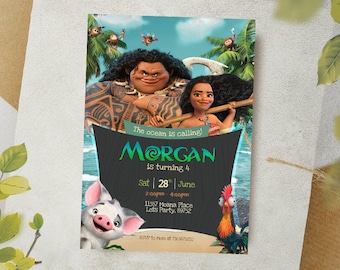 Moana Digital Invitation / Moana Party Invite / Moana Birthday Card / Moana Birthday Invitation / Maui Party Card / Princess Invitation