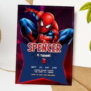 Spiderman Digital Invitation / Spiderman Party Invite / Superhero Birthday Card / Boy Birthday Invitation / Party Invitation / Kids Party