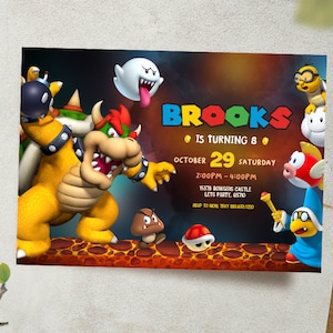 Invitación digital de Bowser / Invitación a fiesta de Mario / Tarjeta de cumpleaños de Bowser / Invitación de cumpleaños para niños / Tarjeta de fiesta para niños / Invitación a fiesta