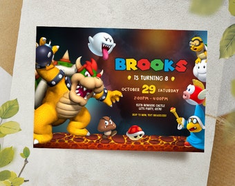 Invitation numérique Bowser / Mario Party Invitation / Carte d'anniversaire Bowser / Faire-part d'anniversaire pour enfants / Carte de fête pour garçon / Faire-part de fête