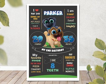 Puppy Dog Pal Chalkboard / Puppy Dog Pal Milestone Board / Puppy Birthday Chalkboard / Dogs Birthday Sign Board / Birthday Party Chalkboard