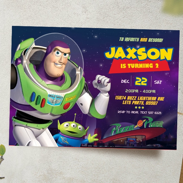 Buzz Lightyear Digital Invitation / Buzz Party Invite / Space Ranger Birthday Card / Kids Birthday Invitation / Boy Party Card / Party Card