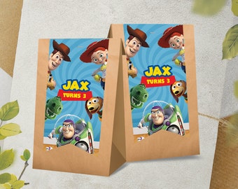 Toy Story Party Bag Sticker / Woody Loot Bag / Buzz Birthday Bag / Jessie Birthday Candy Bag / Cowboy Party Favor Bag / Kids Party Bag