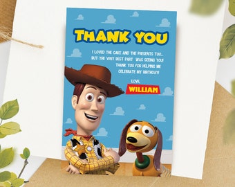 Toy Story Digital Thank You Card / Woody Party Card / Slinky Favor Card / Toy Story Birthday Card / Boy Party Card / Kids Thank You Card