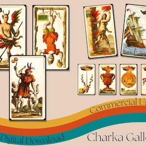 Printable "Minchiate Etruria" Tarot Card Deck, High Resolution Complete Set, Instant Digital Download, Commercial Use