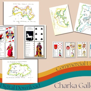Printable "Geographical" Playing Card Deck, High resolution Russian Playing Card Set, Vintage Playing Card Collage Sheet, Commercial Use