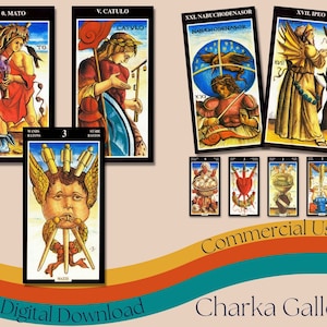 Druckbares "Sola-Busca" Tarot Kartendeck, hochauflösendes Komplettset, sofortiger digitaler Download, kommerzielle Nutzung