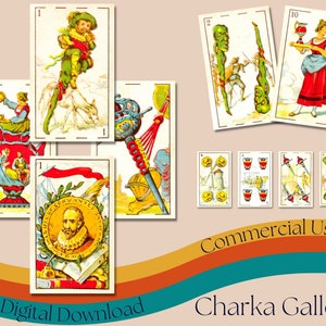 Afdrukbare "Don Quijote" speelkaarten Full Deck, Spaanse speelkaart Collage Sheet, Vintage Card Games, Commercieel Gebruik