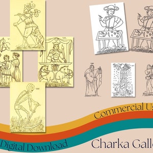 Imprimible "Court de Gébelin" Major Arcana Tarot Cards, Formatos JPG y PNG (Fondo transparente), Descarga instantánea, Uso comercial