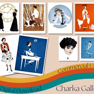 &quot;Pritable Vintage Bild, Collage Sheets, &quot;&quot;Galerie der Mädchen&quot;&quot; Illustrationen, Junk Journal Ephemera, Verzierungen, Scrapbooking.&quot;