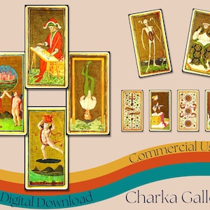 Afdrukbare "Visconti-Sforza Tarot" Tarot Card Deck, Hoge resolutie Complete Set, Tarotkaarten Collage, Instant Download, Commercieel Gebruik