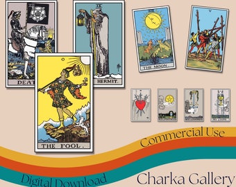 Printable Rider Waite Smith Tarot Card Deck, High Resolution Complete Set, Instant Digital Download, Commercial Use