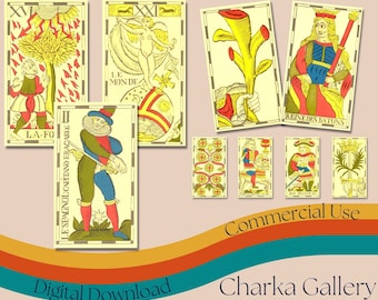 Baralho de cartas de tarô &quot;The Tarot Flamand de 1780&quot; para impressão, conjunto completo de alta resolução, download digital instantâneo, uso comercial