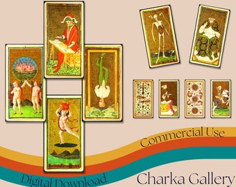 Printable "Visconti-Sforza Tarot" Tarot Card Deck, High Resolution Complete Set, Tarot Cards Collage, Instant Download, Commercial Use