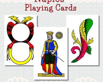 Vintage Naples Playing Cards, Traditional Italian Deck, Napoletane Scopa Cards, Transparent PNG & JPG