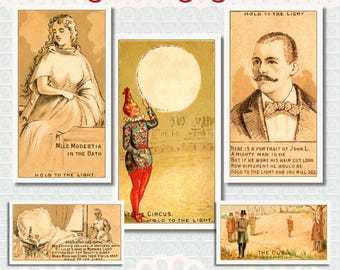 Antique Magic Changing Cards 1889 • Rare Kinney Tobacco N219 Set, 49 Unique Optical Illusions