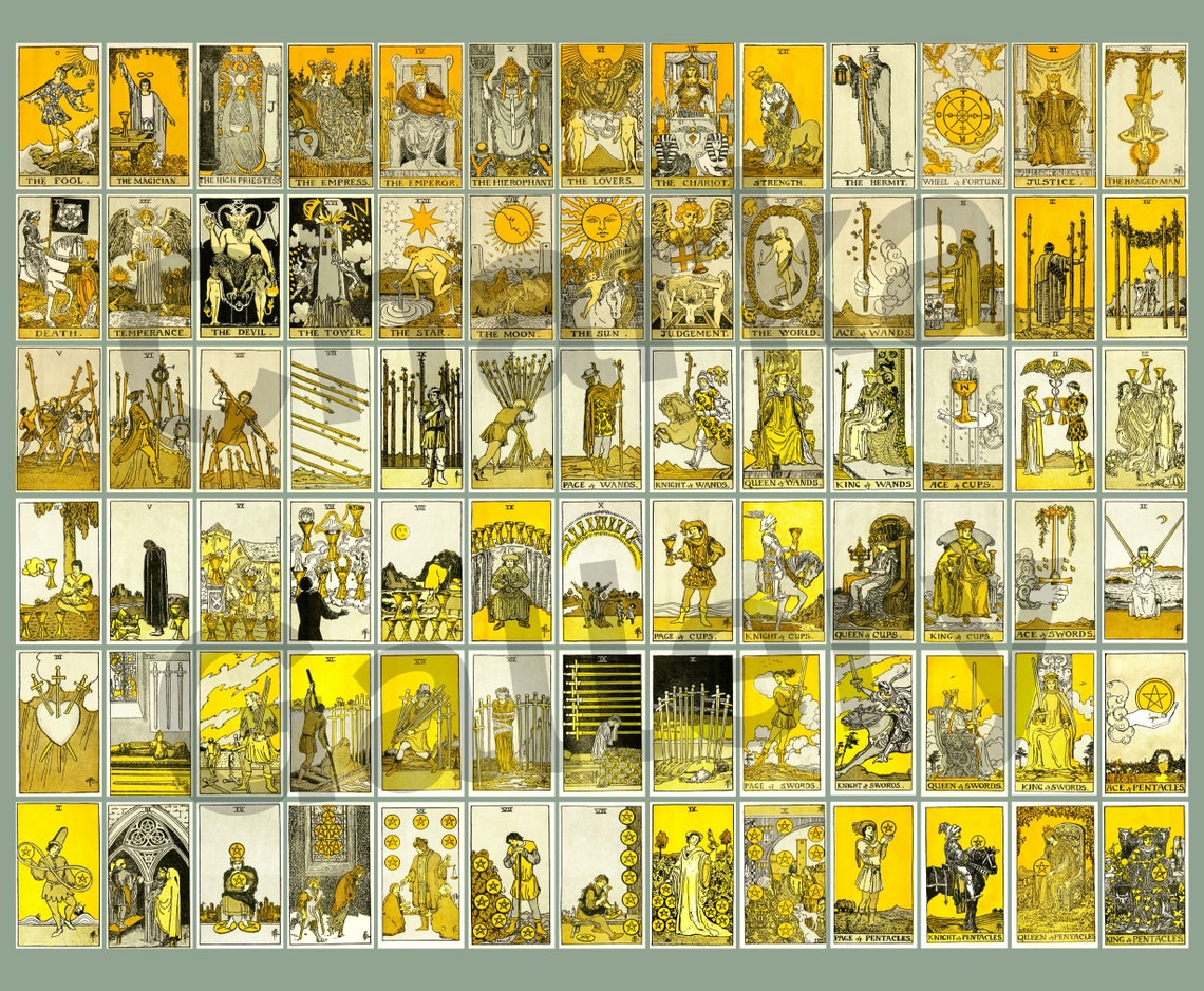 Printable Rider Waite Smith Tarot Card Deck, the Illustrated Key to the Tarot High Resolution ...