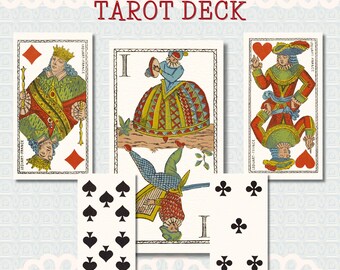 1880 French Fantasy Tarot Digital Download, Antique Sea Monster Deck, Rare Chinoiserie Tarot Cards, Lequart Paris Ephemera