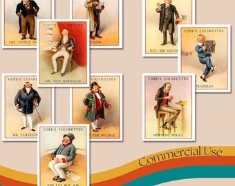 Antique Charles Dickens Cigarette Cards • Cope's Character Series Complete Set • 50 Images Front & Back • 1900s Literary Journal Cards