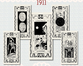 Le Tarot de la Reyne Digital Download, Rare 70 Antique French Cards, Vintage Court Tarot Ephemera, Historical Royal Deck, JPG Format