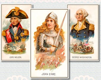 Antique World Leaders Cigarette Cards 1888 • Kinney Tobacco Complete Set of 25 • Includes Card Backs • Vintage Kings & Emperors Art