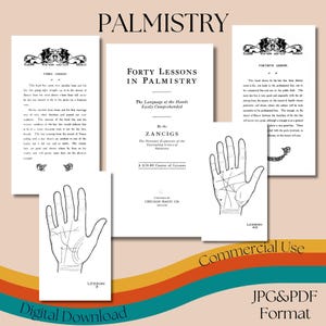 Forty Lessons in Palmistry, Palm Reading, Printable Palmistry Guide Sheets, Palmistry Basics, Palm Analysis, Chiromancy, Commercial Use