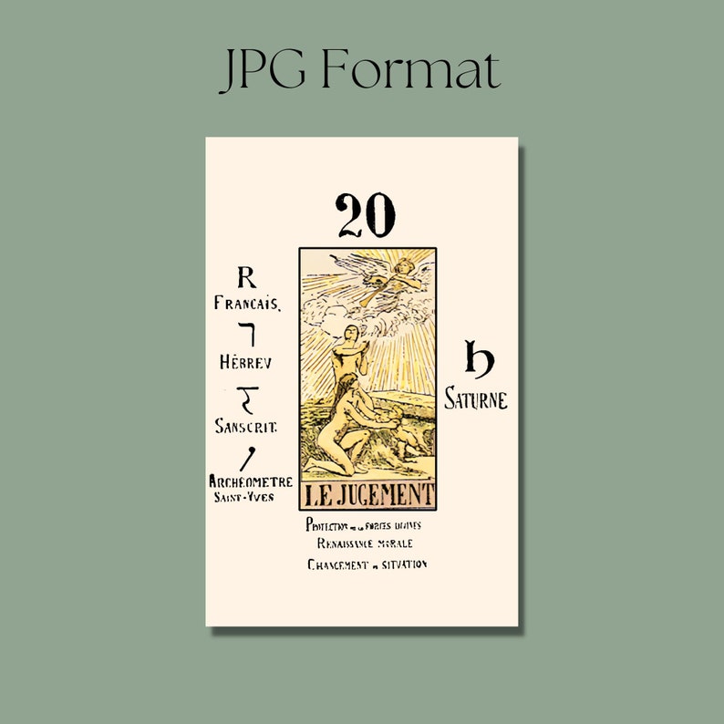 Cartas del tarot de los Arcanos Mayores con diseño "Papus" para imprimir, hoja de collage de cartas del tarot vintage, clip art del tarot, uso comercial, descarga instantánea imagen 5