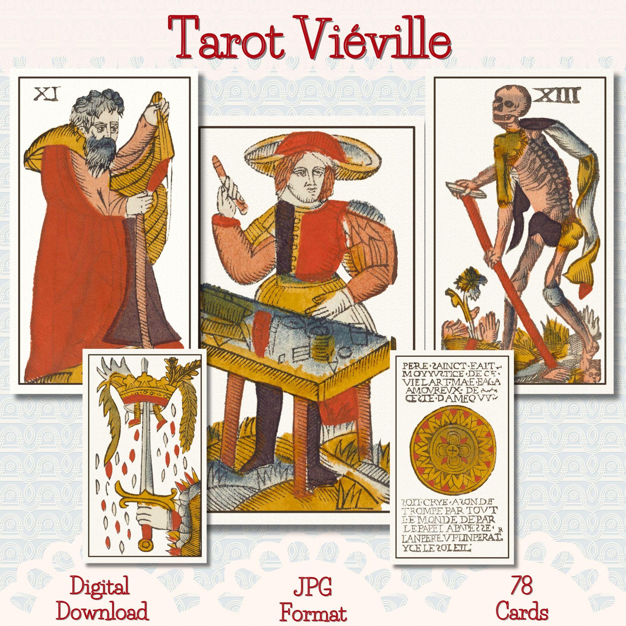 Pack Tarot De Paris – Impression Vintage 61x35,5cm – Artiste Inconnu