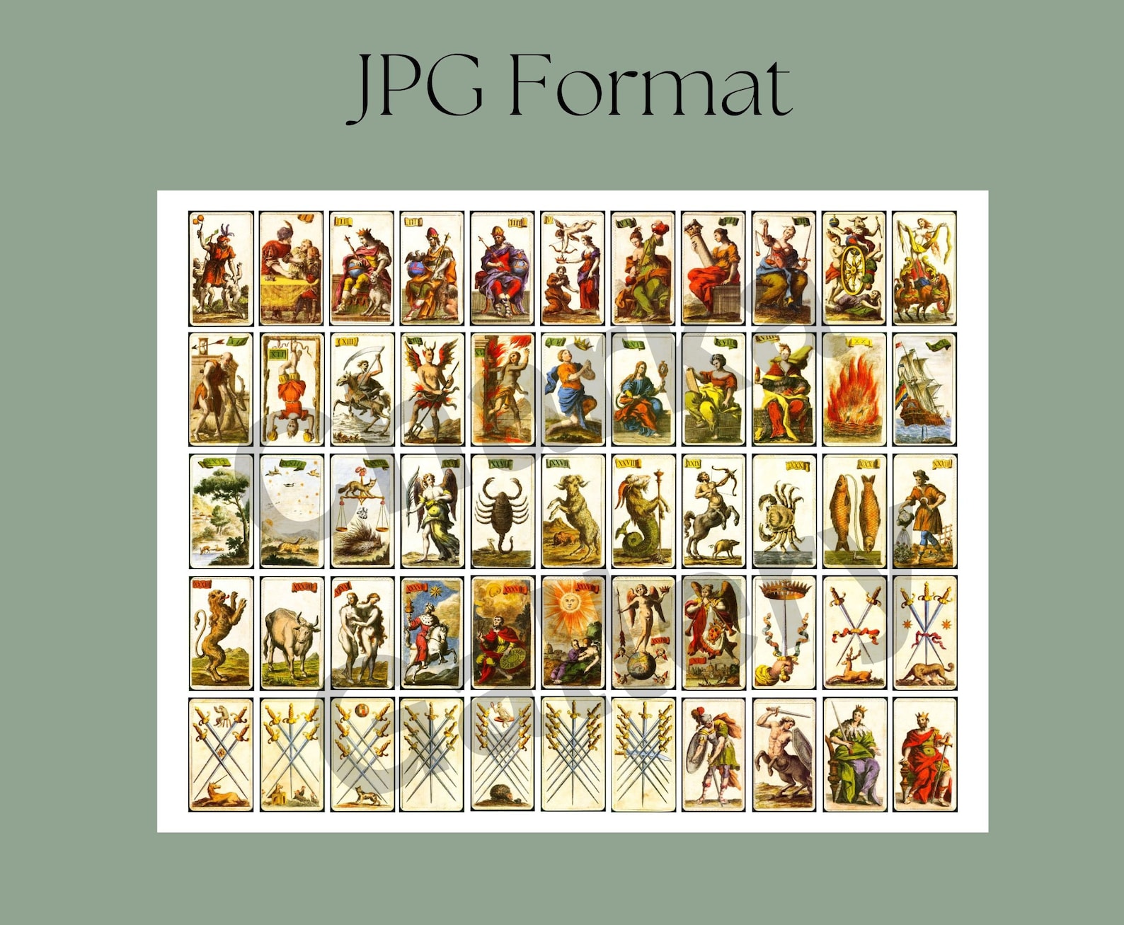 Printable Mini Tarot Card Deck Stickers, minchiate Etruria Miniature ...