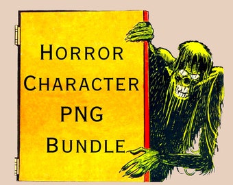 132 Vintage Horror Comic Characters • Halloween Clipart Bundle • Transparent PNG • Classic Horror Art • Retro Goth Ephemera • Commercial Use