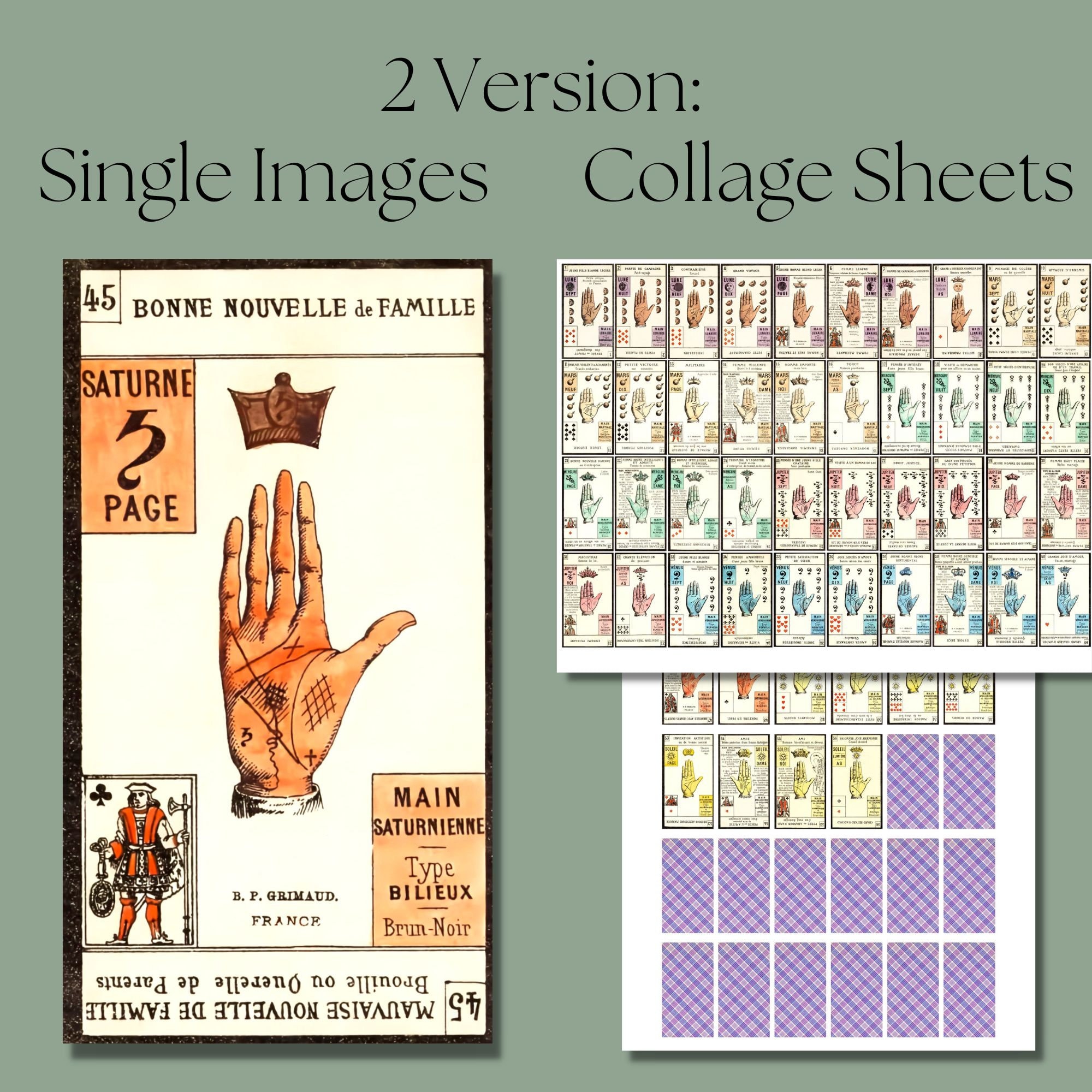 Hand Script Adele Jeu De La Main 1890 • Adele Moreau Palmistry Deck • Grimaud Fortune ...