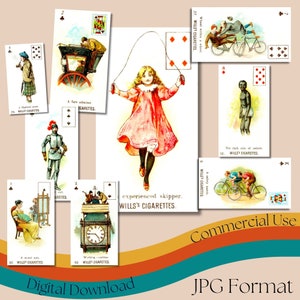 Vintage 'Double Bedeutung' Spielkarten Deck, druckbare Wills's Zigaretten Werbekarten, Spielkarten für Sammler, kommerzielle Nutzung