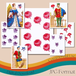 Carte da gioco a tema "floreale" uniche del 1861, mazzo di fiori vintage da collezione, carte da gioco antiche, giochi di carte storici, uso commerciale