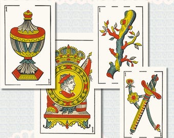 Antique Grimaud Spanish Playing Cards 1860 • Catalan Style Baraja • 40 Large Posters • 19th Century Barcelona Heritage • Vintage Wall Art