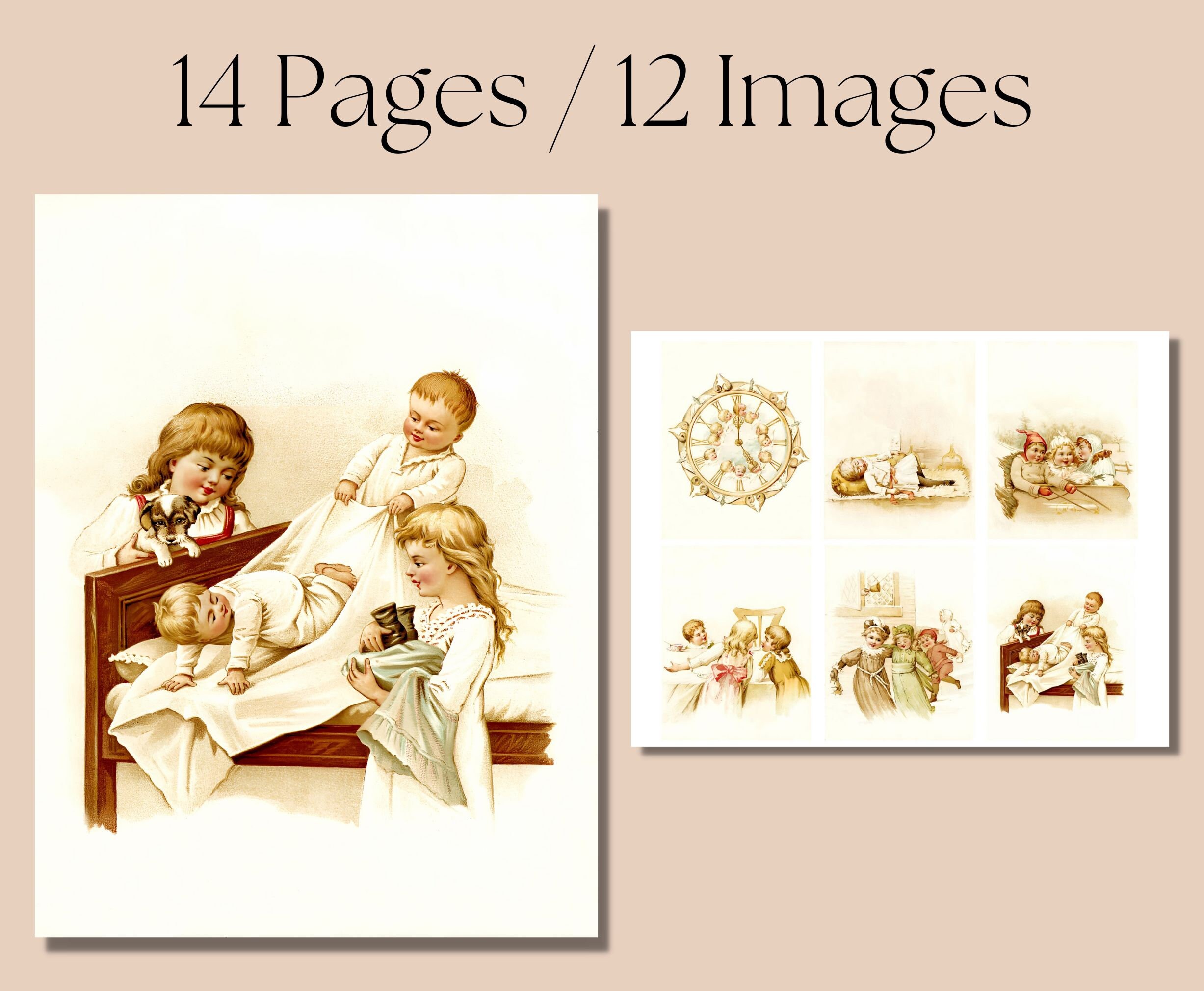 Printable Vintage Children Collage Sheets, Ephemera Kit, Vintage Kids ...