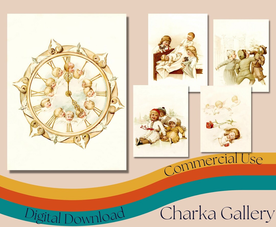 Printable Vintage Children Collage Sheets, Ephemera Kit, Vintage Kids ...