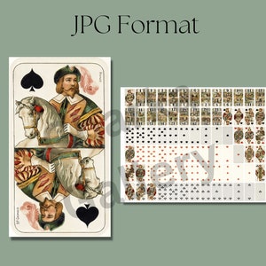 May include: A vintage playing card featuring the Jack of Spades. The card depicts a man on horseback in a colorful, ornate costume. The card is in French style and has the text "France" in the upper right corner.