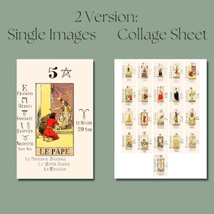 Cartas del tarot de los Arcanos Mayores con diseño "Papus" para imprimir, hoja de collage de cartas del tarot vintage, clip art del tarot, uso comercial, descarga instantánea imagen 2
