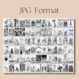 Printable Mini Tarot Card Deck Stickers, Black &amp; White and Color Rider ...